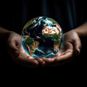 hands holding planet earth
